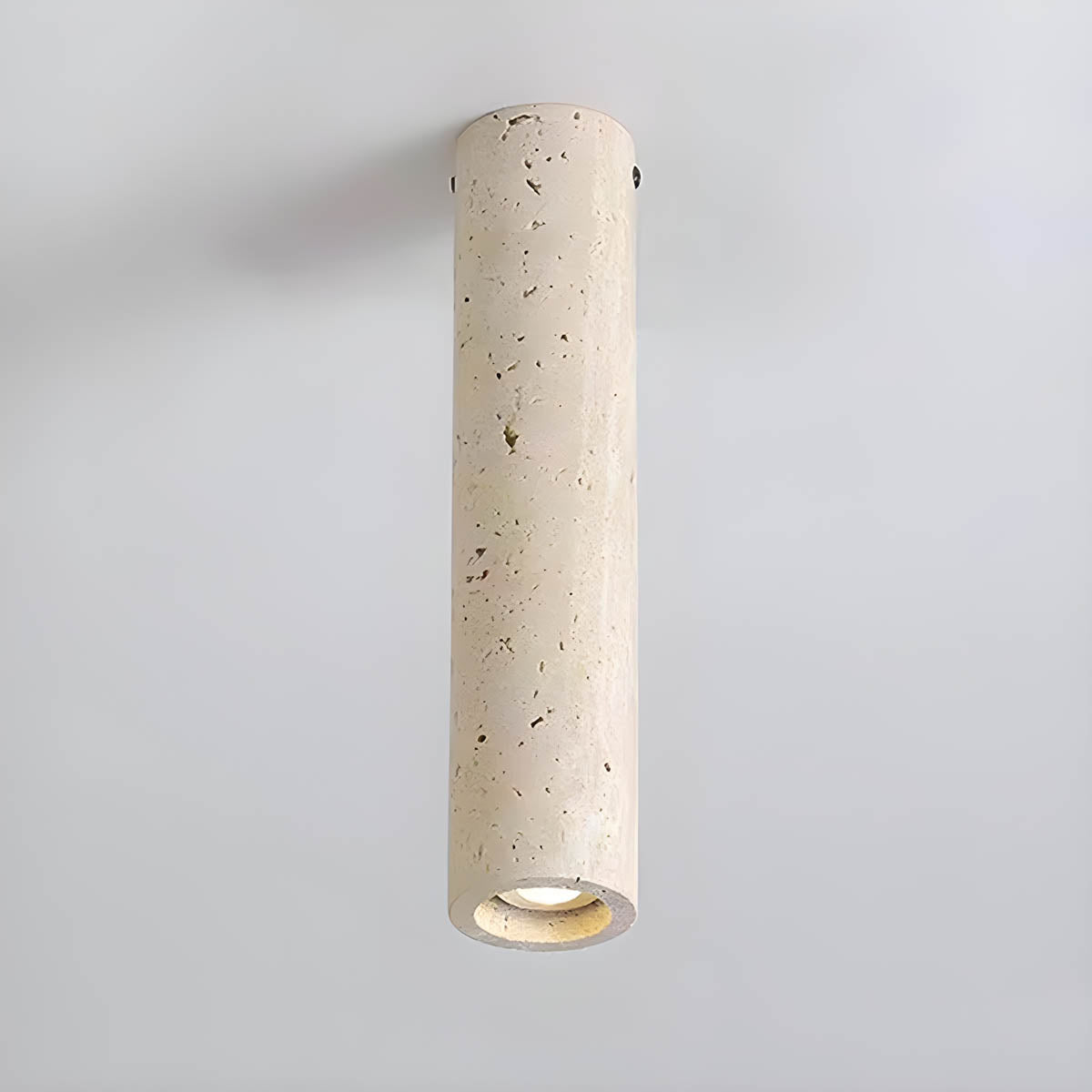 Travertine stone surface-mount ceiling light