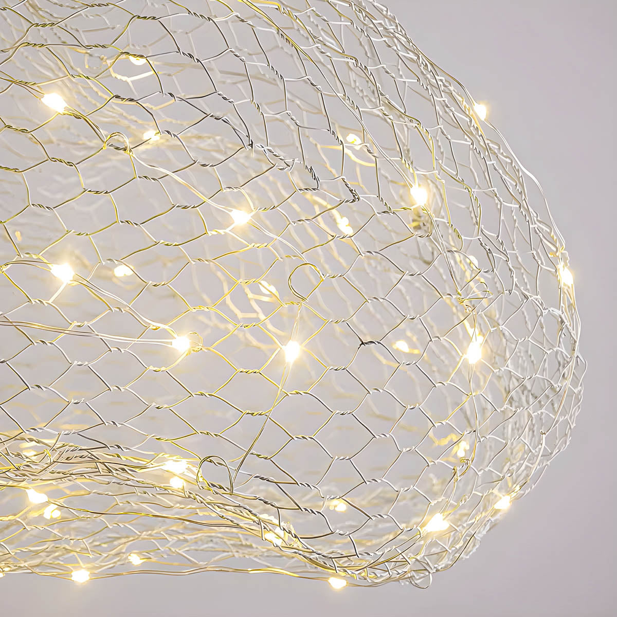 Wireframe LED wreath pendant light 30-120 cm, wrought iron