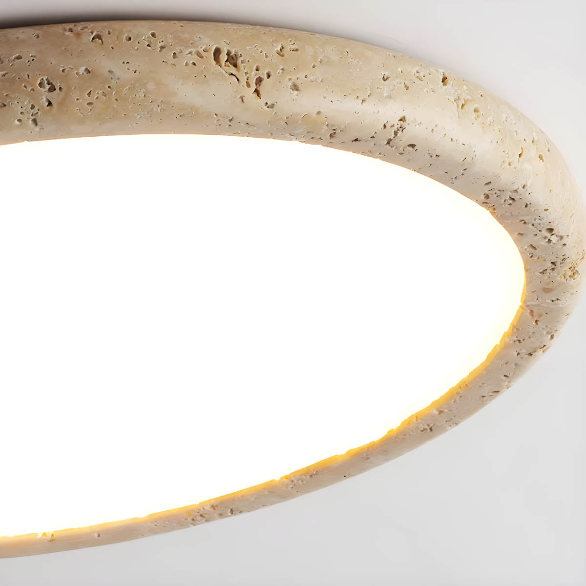 Travertine-accent flush-mount ceiling light