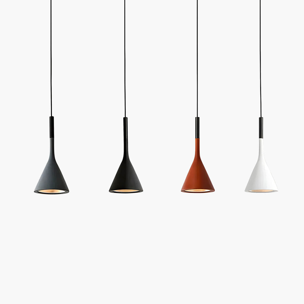 Slim iron & aluminium pendant light