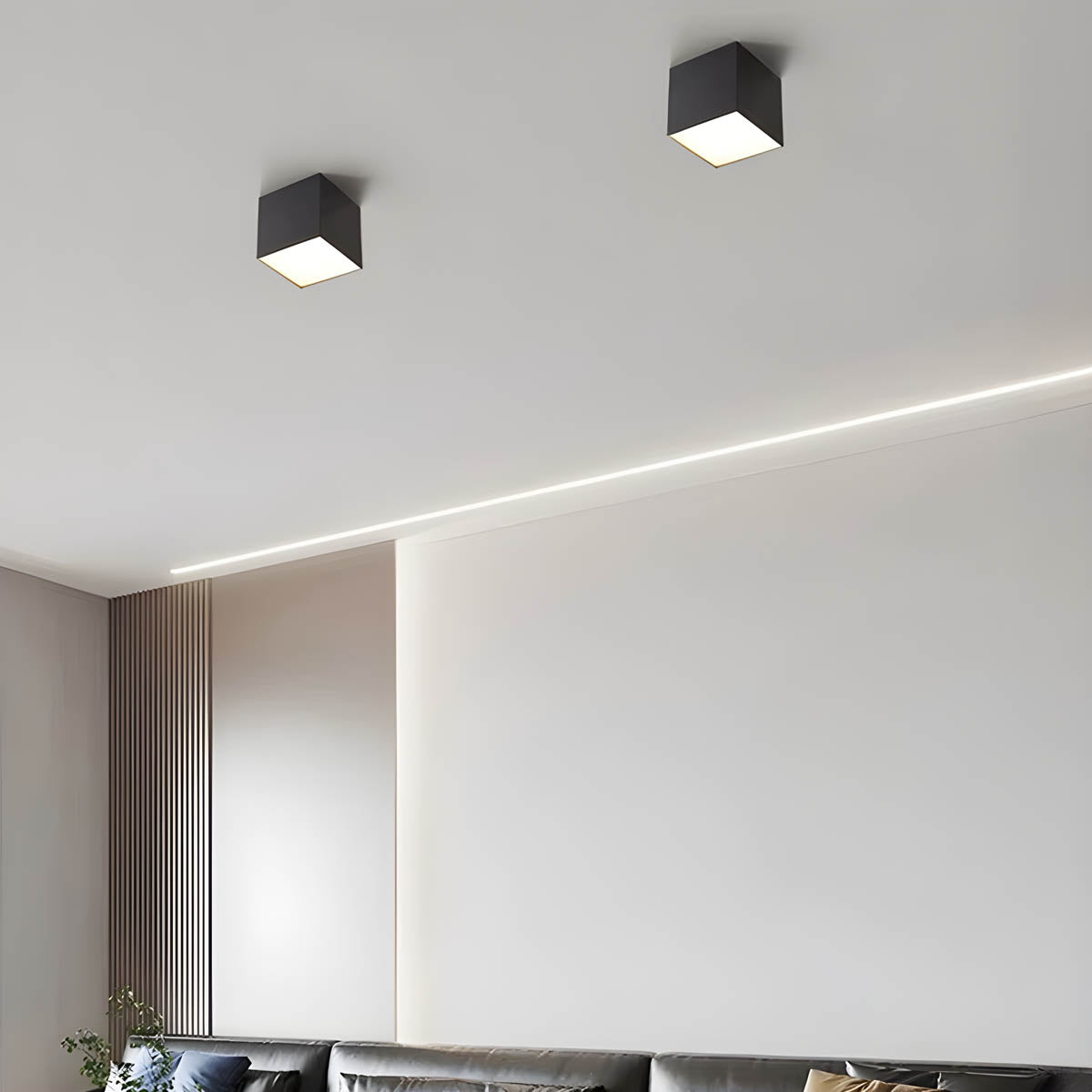 Iron & acrylic LED ceiling light, cubes + half dome shapes