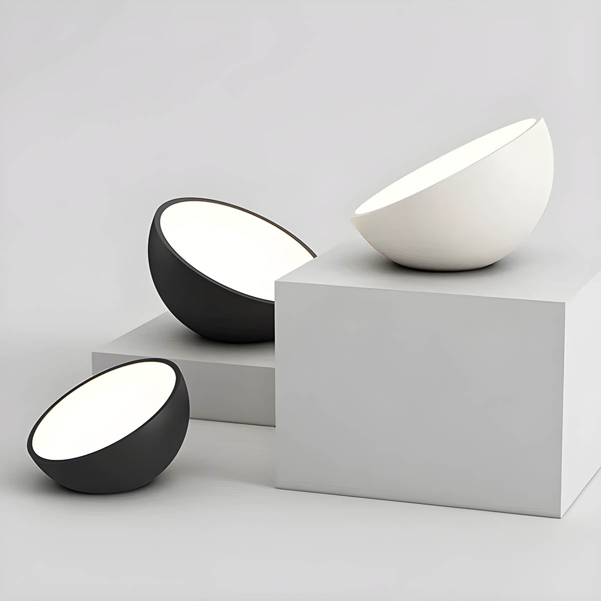 Iron & acrylic LED ceiling light, cubes + half dome shapes