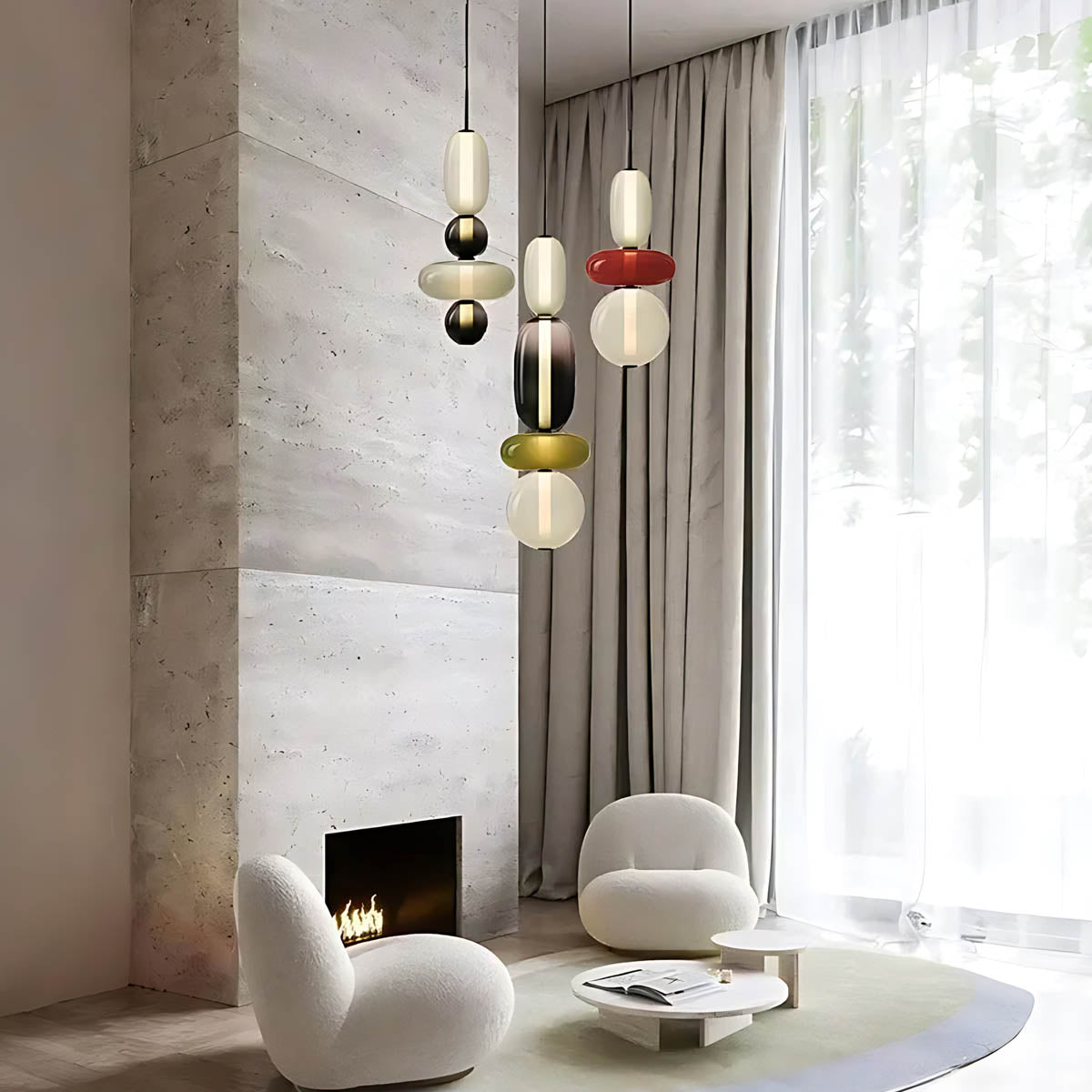 Pendant Light – Hand-Blown Glass Cluster Chandelier, 2–4 Heads, 46–66 cm