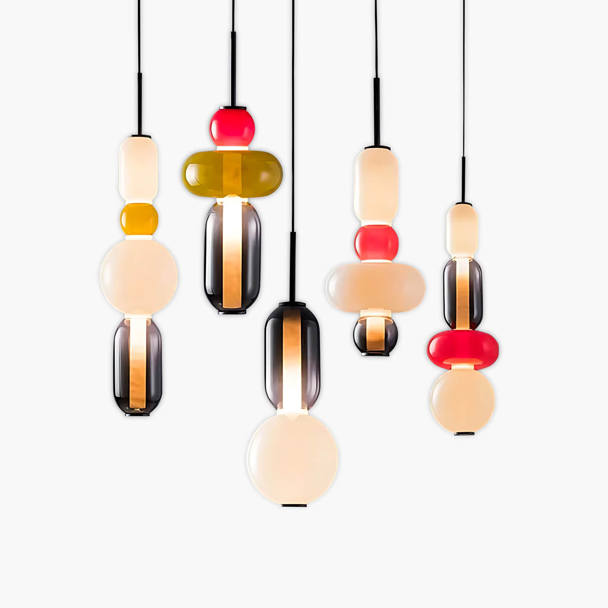 Pendant Light – Hand-Blown Glass Cluster Chandelier, 2–4 Heads, 46–66 cm