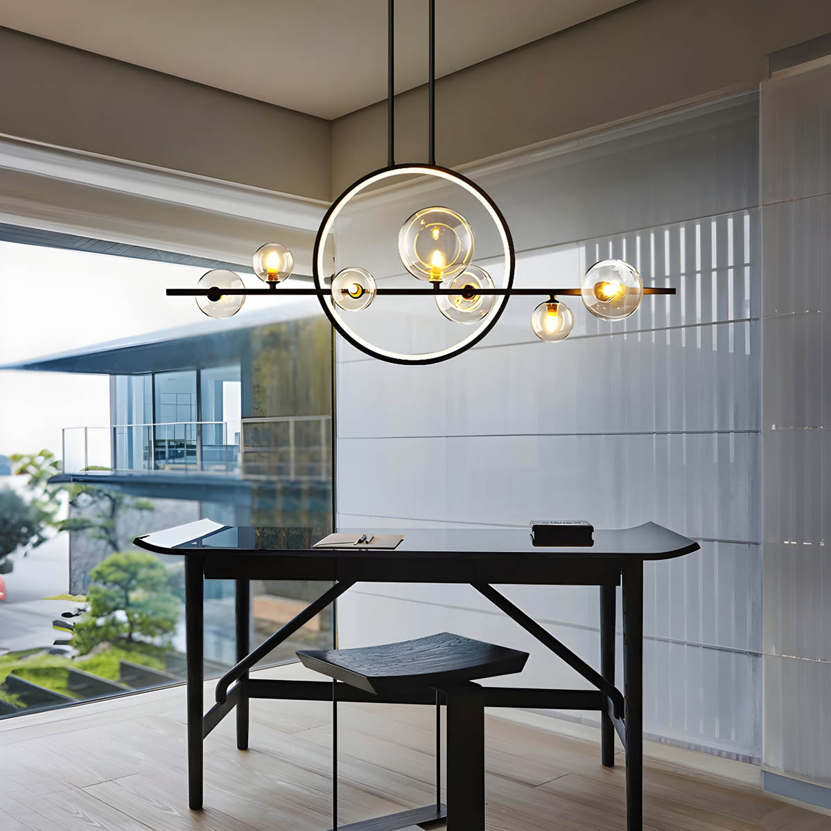 Ring Glass-Balls Semi-Flush Mount Ceiling Light