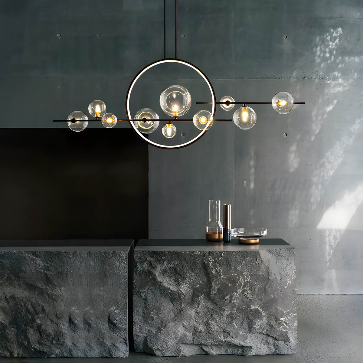 Ring Glass-Balls Semi-Flush Mount Ceiling Light