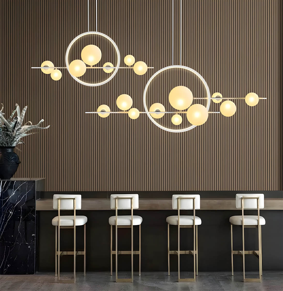 Ring Glass-Balls Semi-Flush Mount Ceiling Light