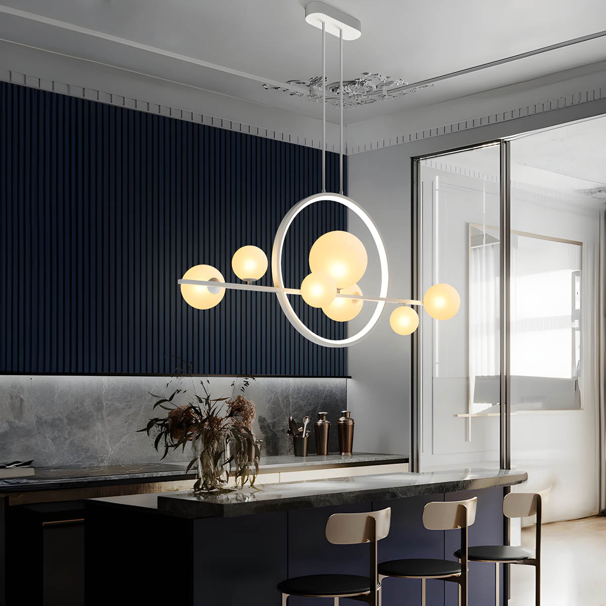 Ring Glass-Balls Semi-Flush Mount Ceiling Light