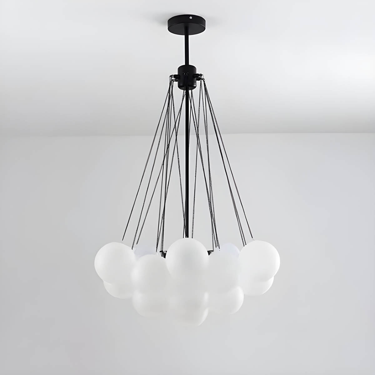 37-Head Glass Globe Cluster Pendant 80 cm