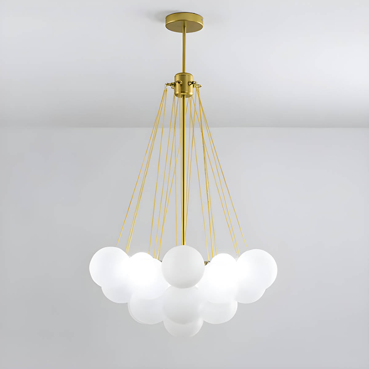 37-Head Glass Globe Cluster Pendant 80 cm