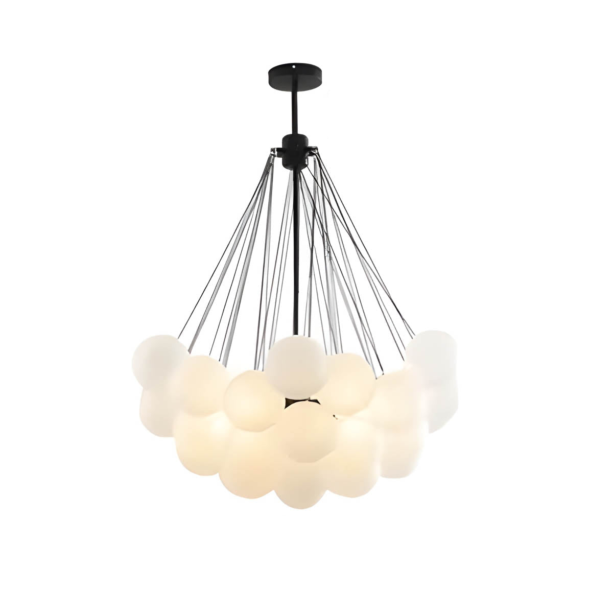 37-Head Glass Globe Cluster Pendant 80 cm