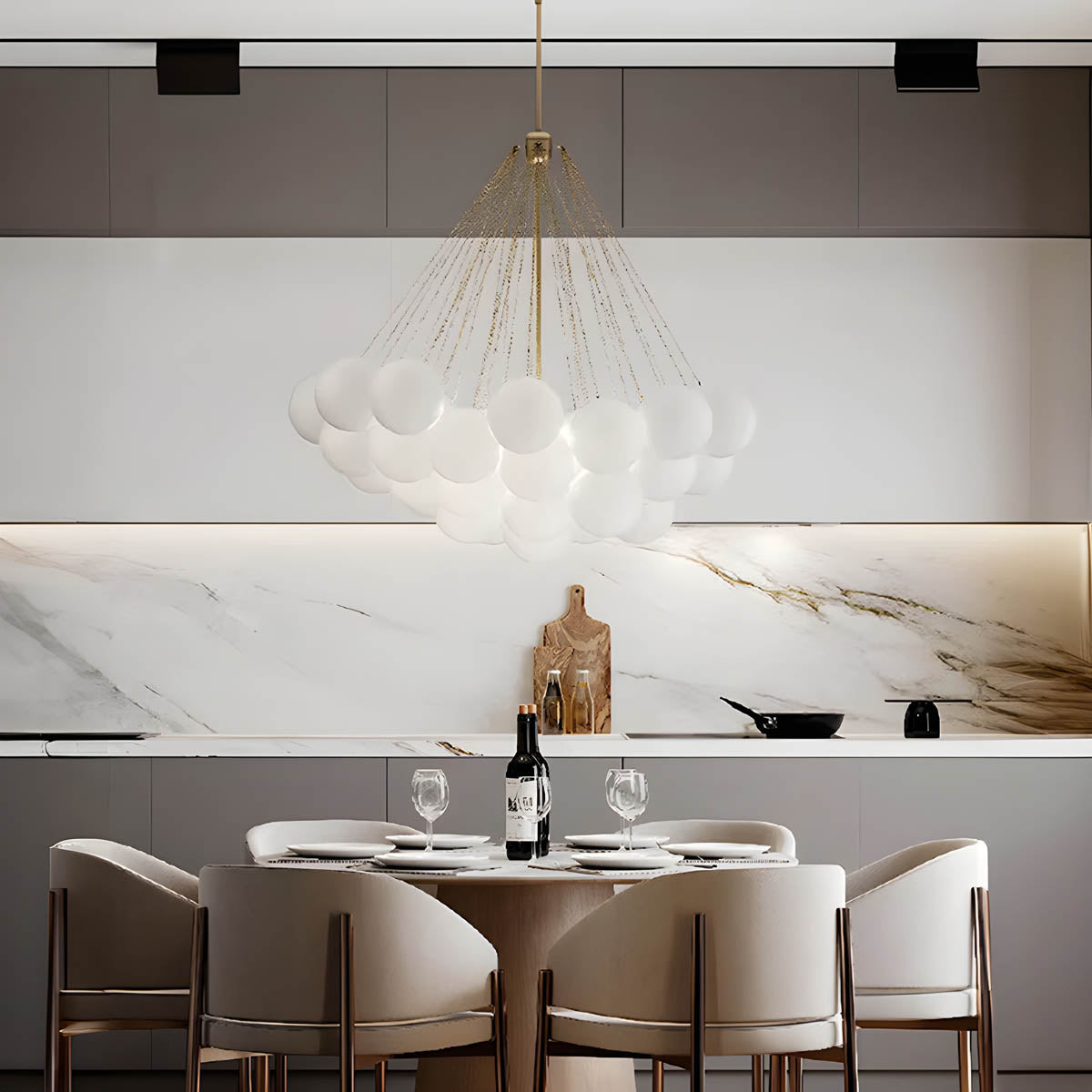 37-Head Glass Globe Cluster Pendant 80 cm