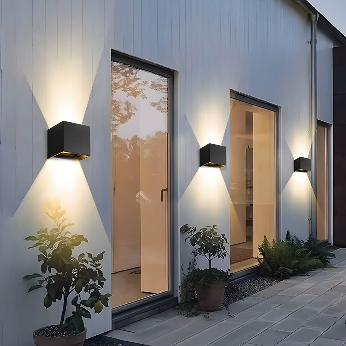 IP65 Cube Wall Light in Aluminum & Brushed Stainless Steel