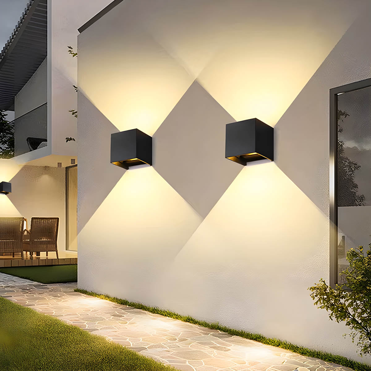 IP65 Cube Wall Light in Aluminum & Brushed Stainless Steel