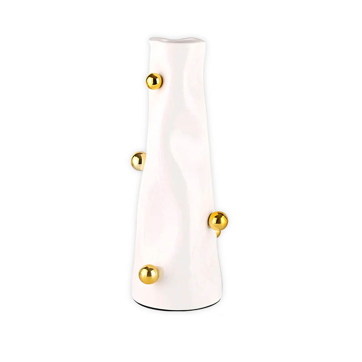 Glossy White & Gold Resin Statement Vase — Sculptural Modern Centrepiece
