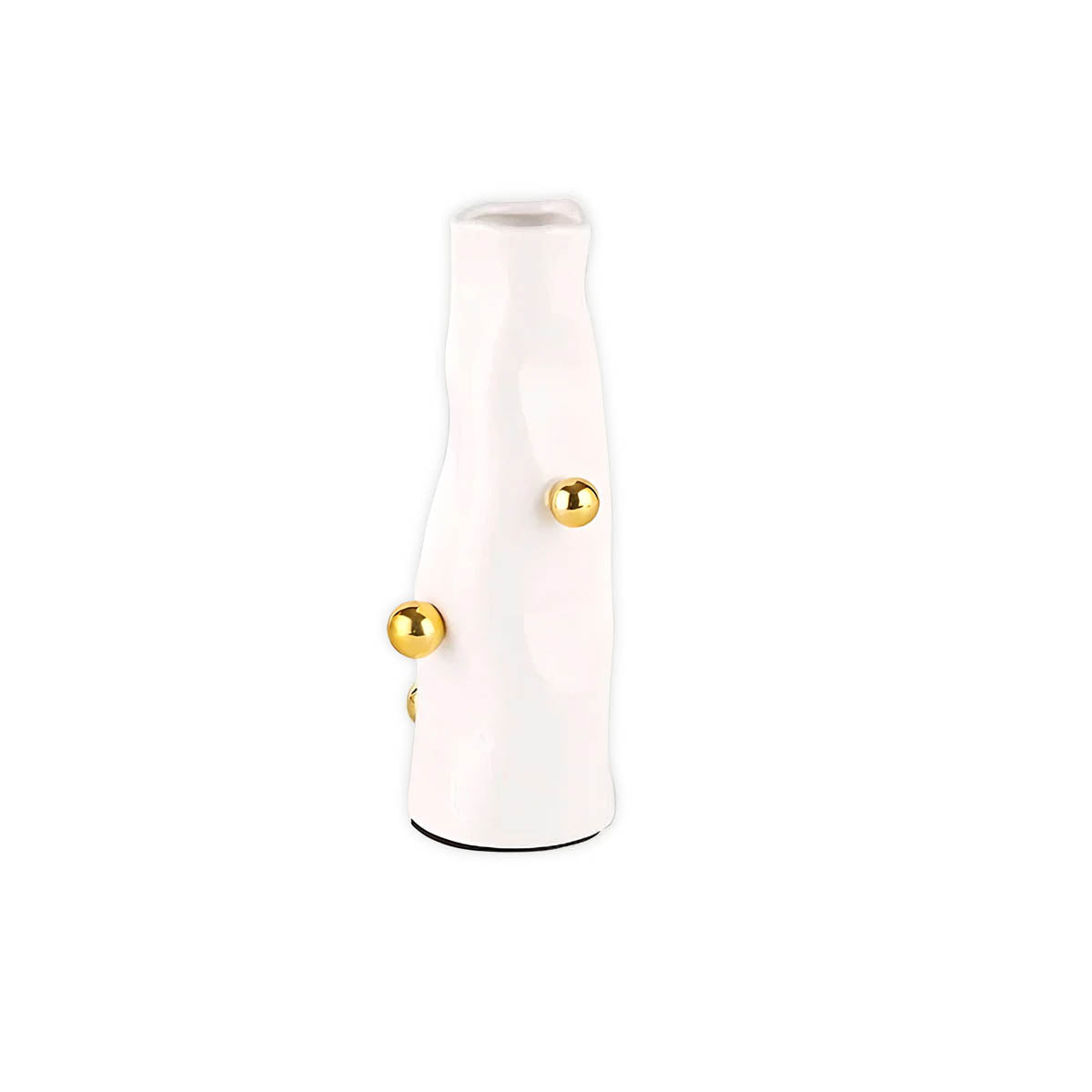 Glossy White & Gold Resin Statement Vase — Sculptural Modern Centrepiece