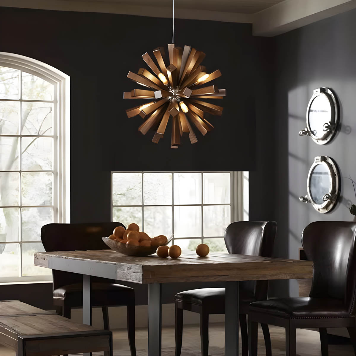 Starburst Wooden Slat Pendant Light