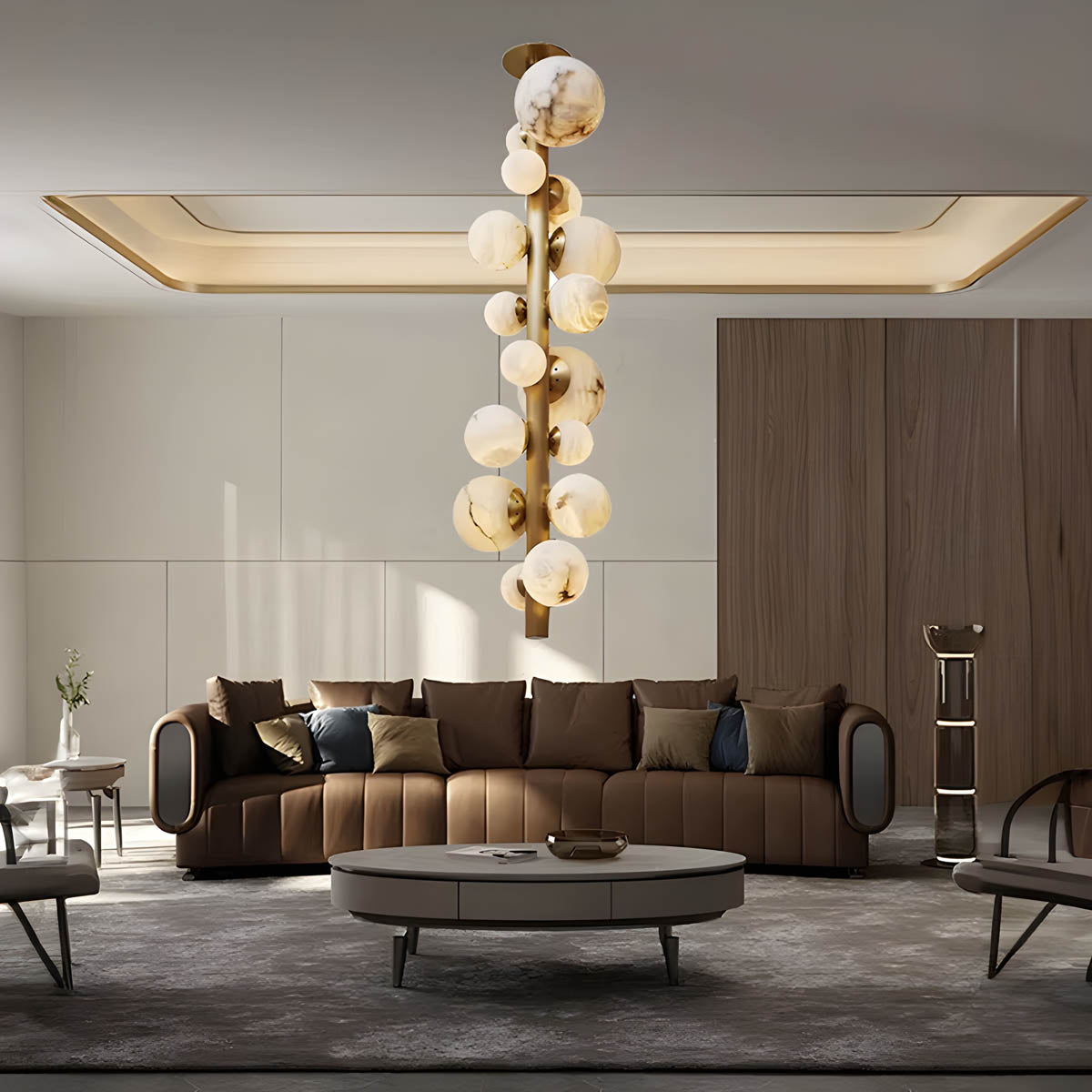 Euthenia Natural Marble & Copper Ceiling Lamp with G9 LED Balls (6-16 Lights)