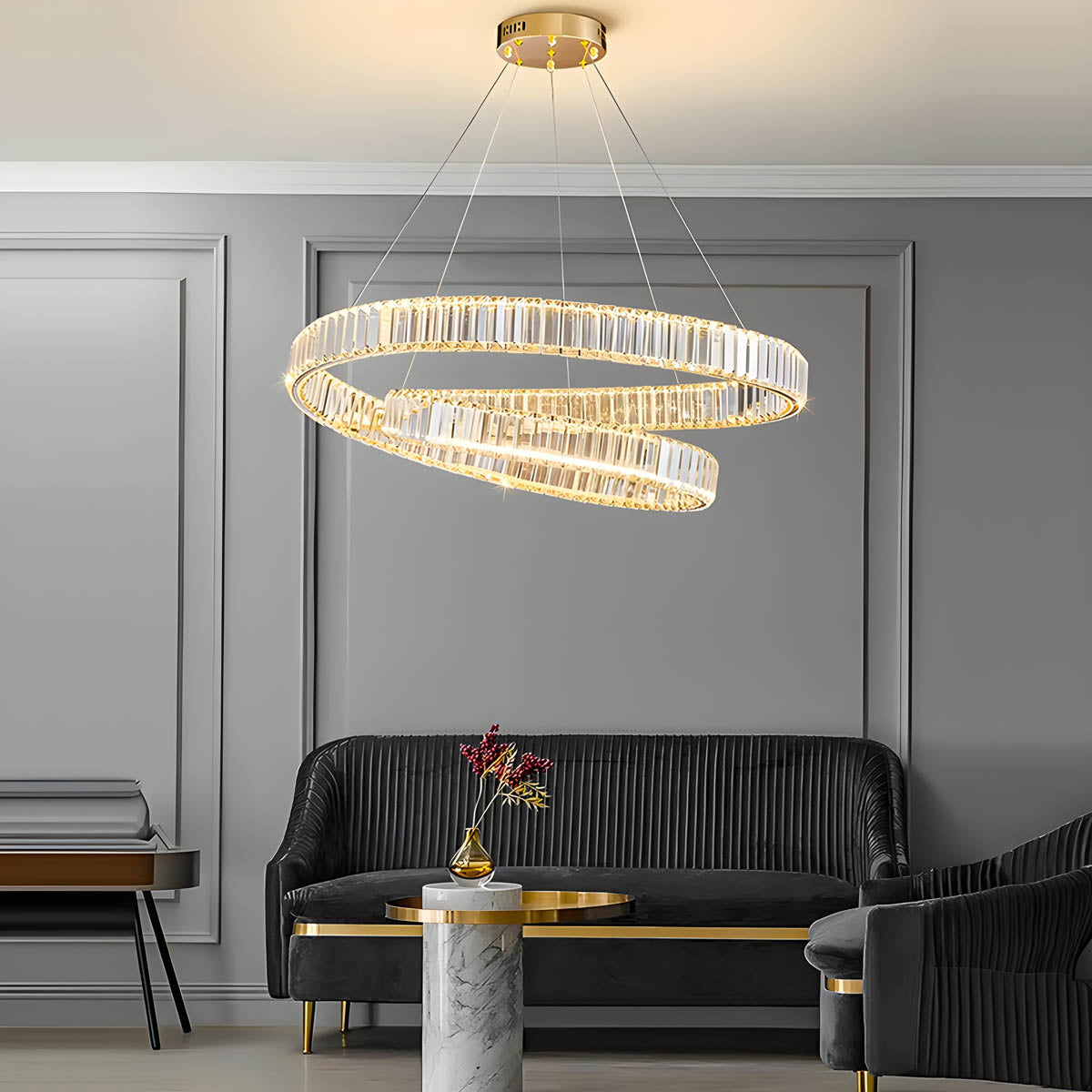 Crystal & Stainless Steel Round, Linear & Wall Light Collection