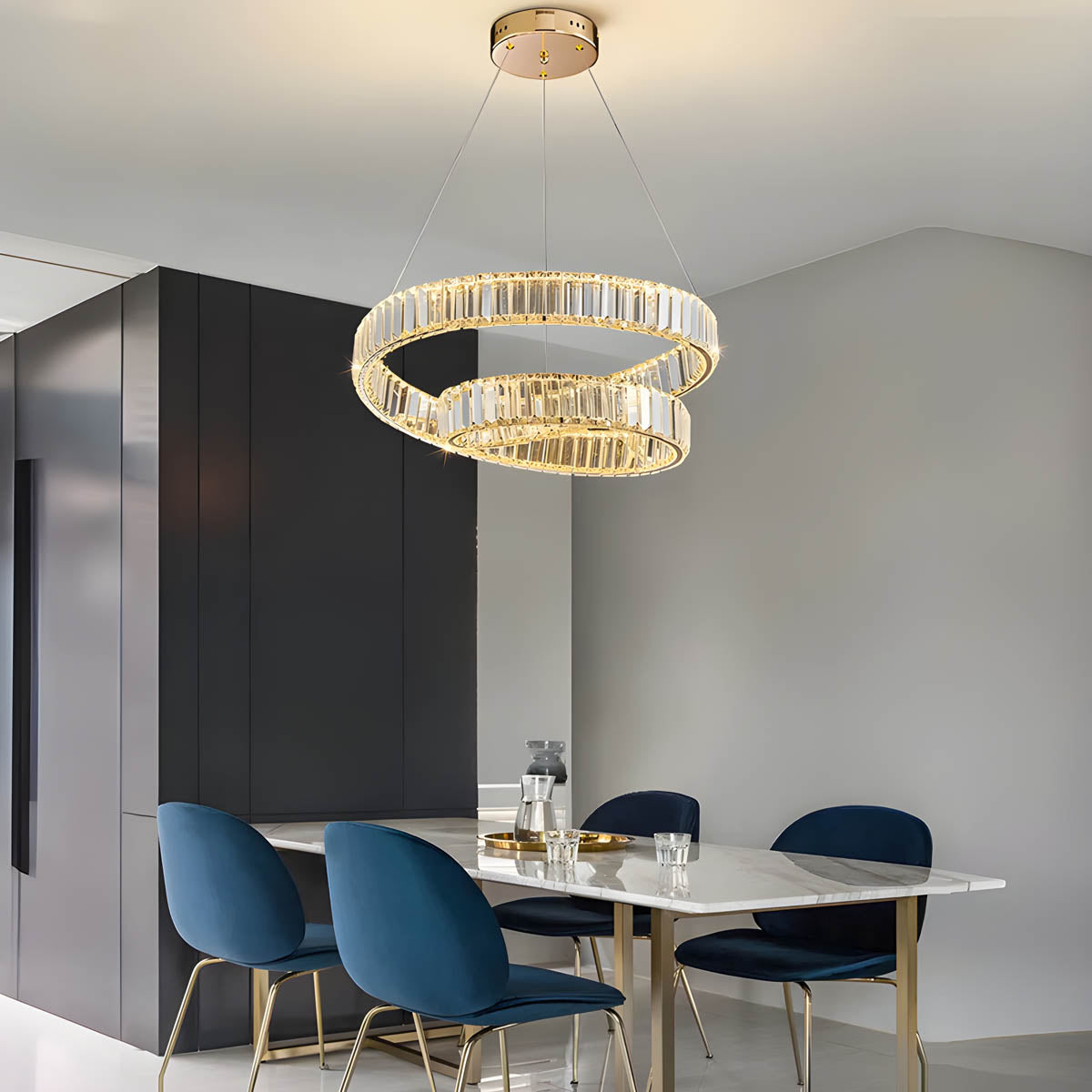 Crystal & Stainless Steel Round, Linear & Wall Light Collection