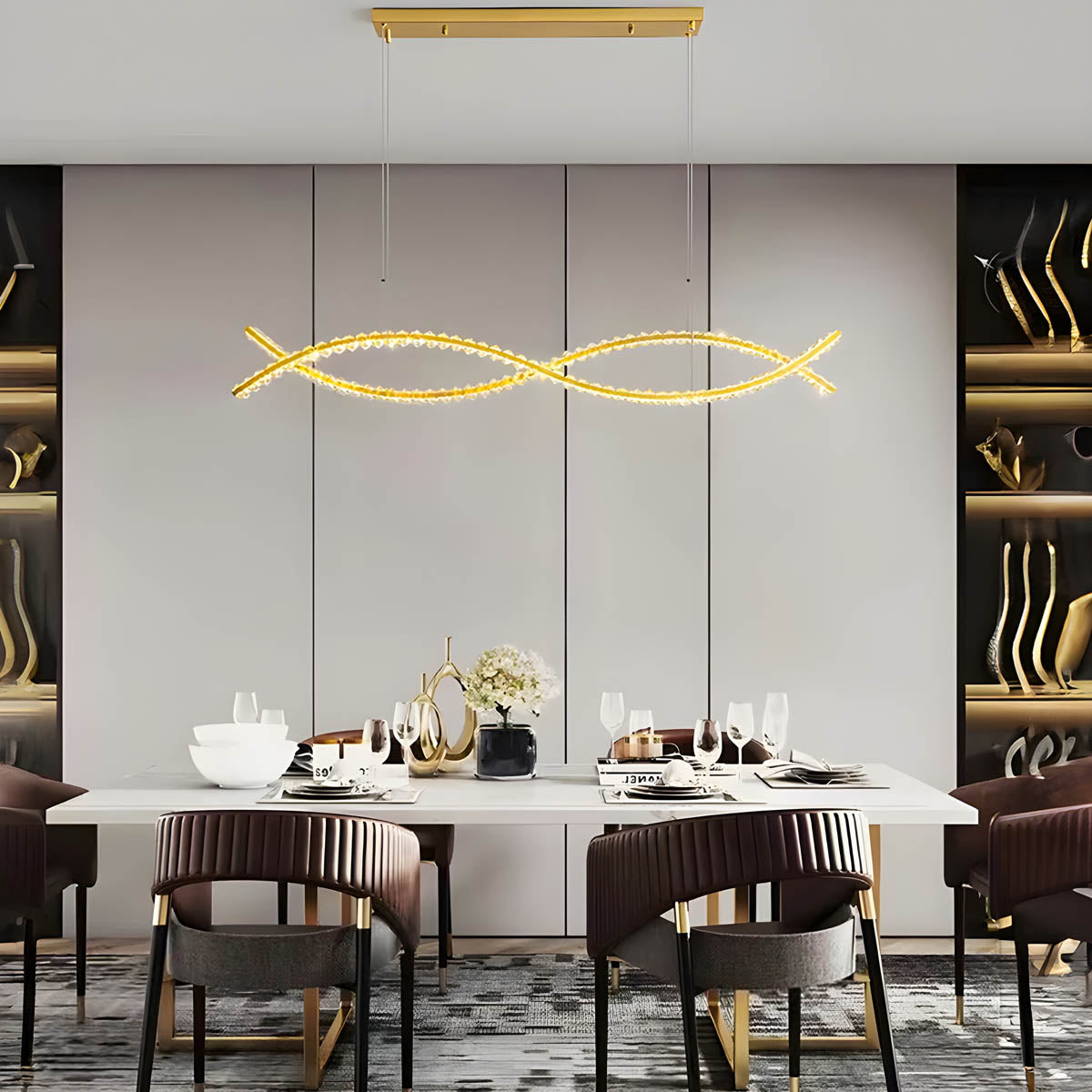 Crystal & Stainless Steel Round, Linear & Wall Light Collection