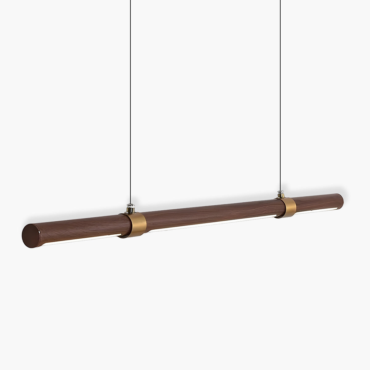 Walnut & Copper Bar LED Semi-Flush Ceiling Light