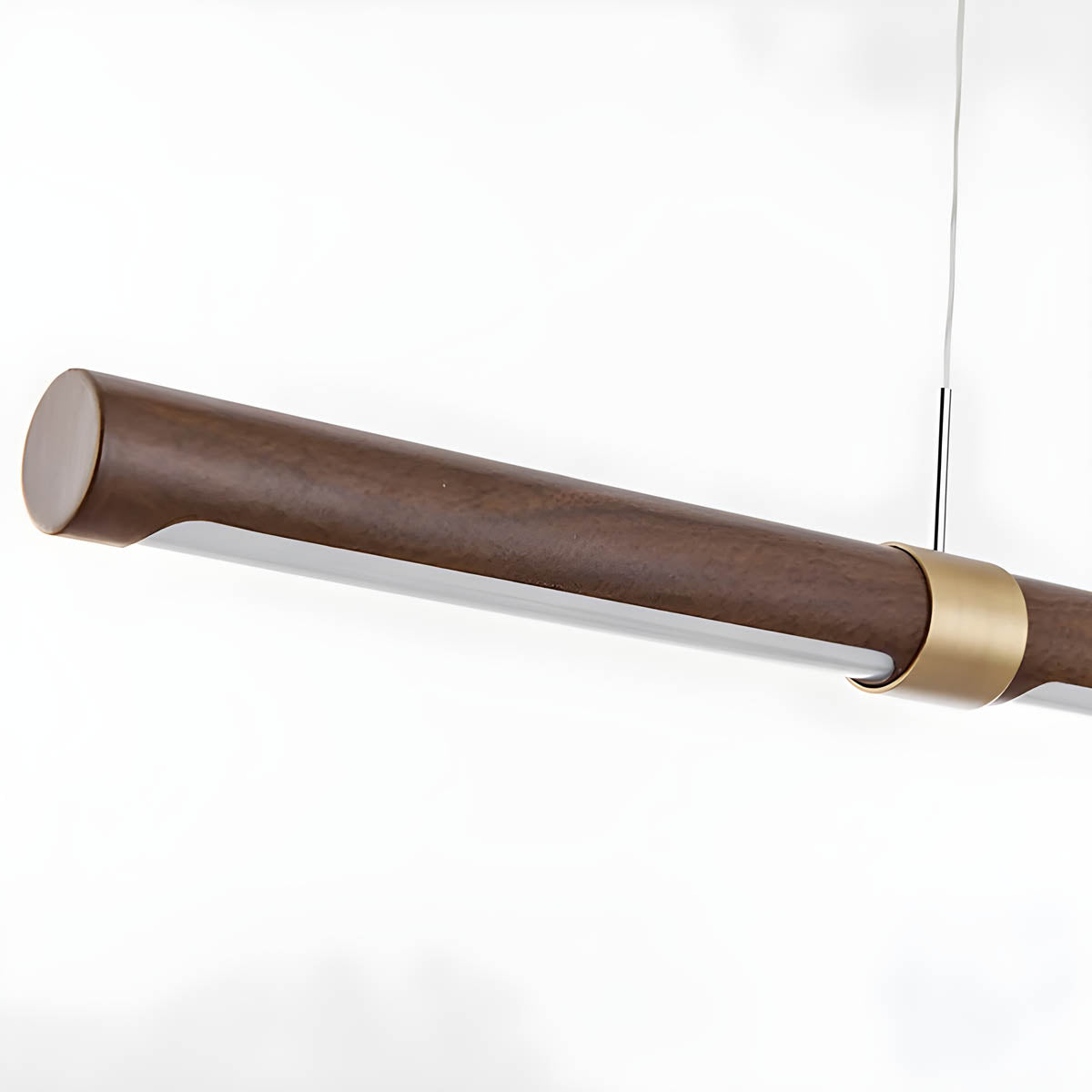 Walnut & Copper Bar LED Semi-Flush Ceiling Light