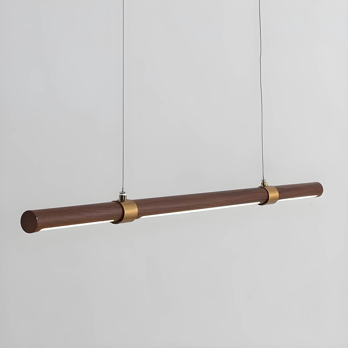 Walnut & Copper Bar LED Semi-Flush Ceiling Light
