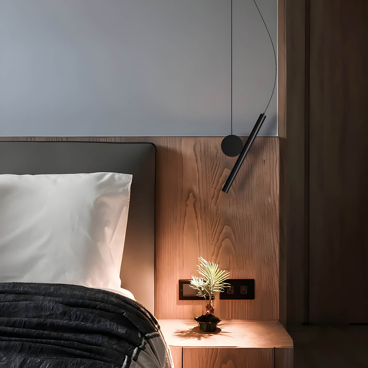 Minimalist aluminium pendant light LED, 30×3 cm