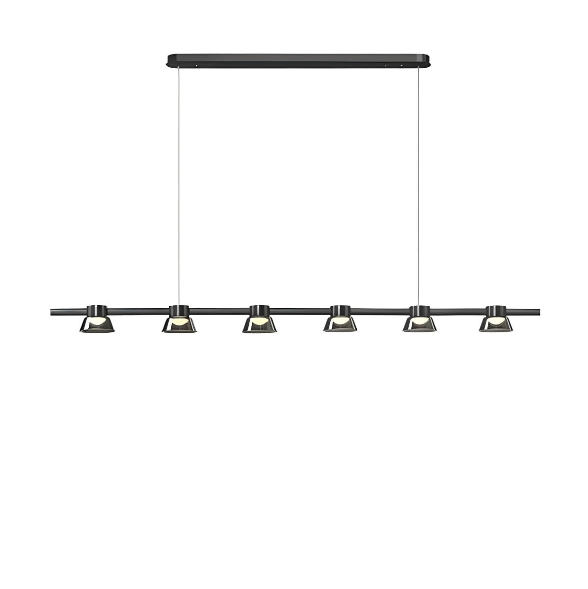 Textured smoky-glass chandelier, multi-arm LED fixture