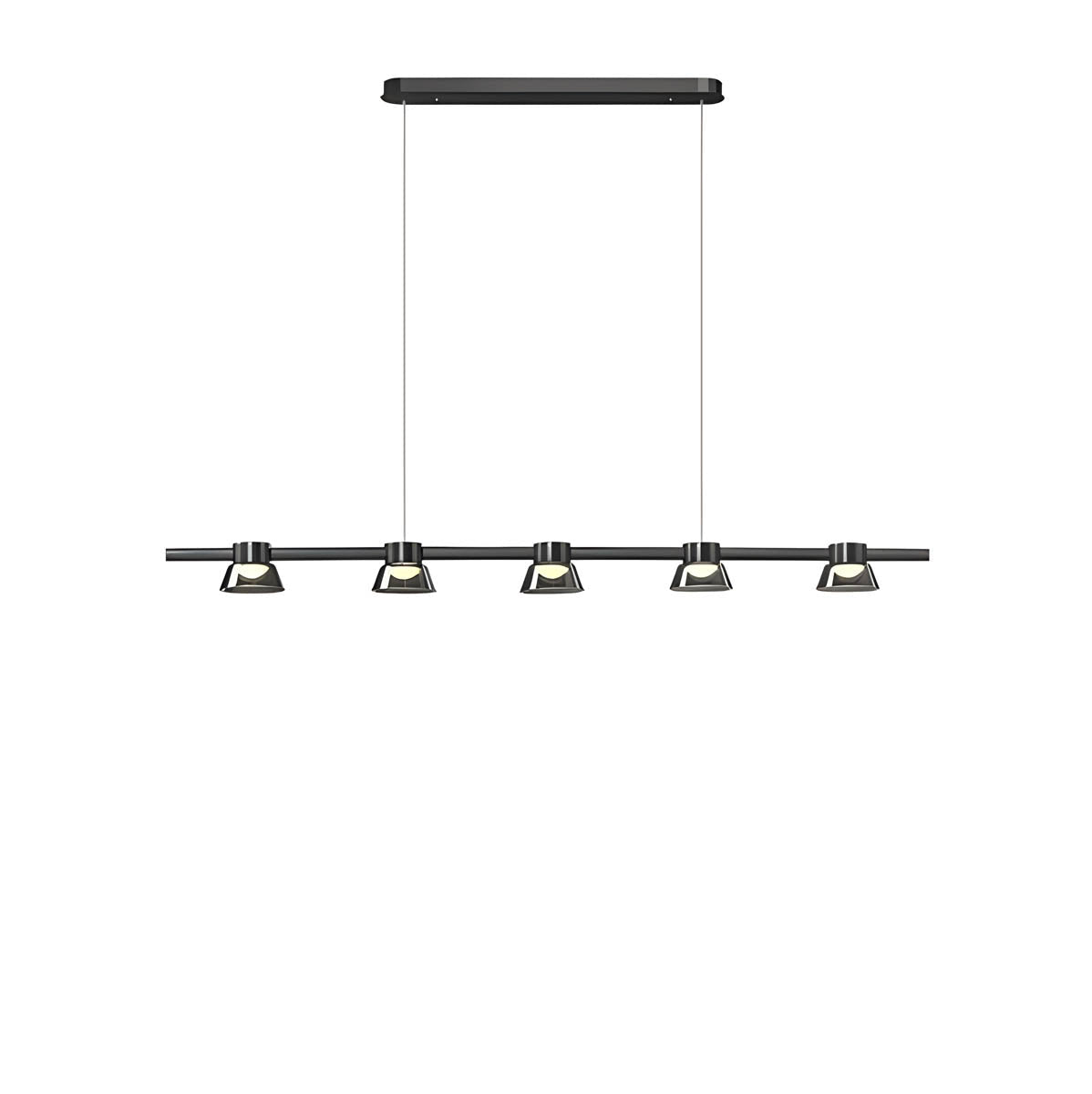 Textured smoky-glass chandelier, multi-arm LED fixture