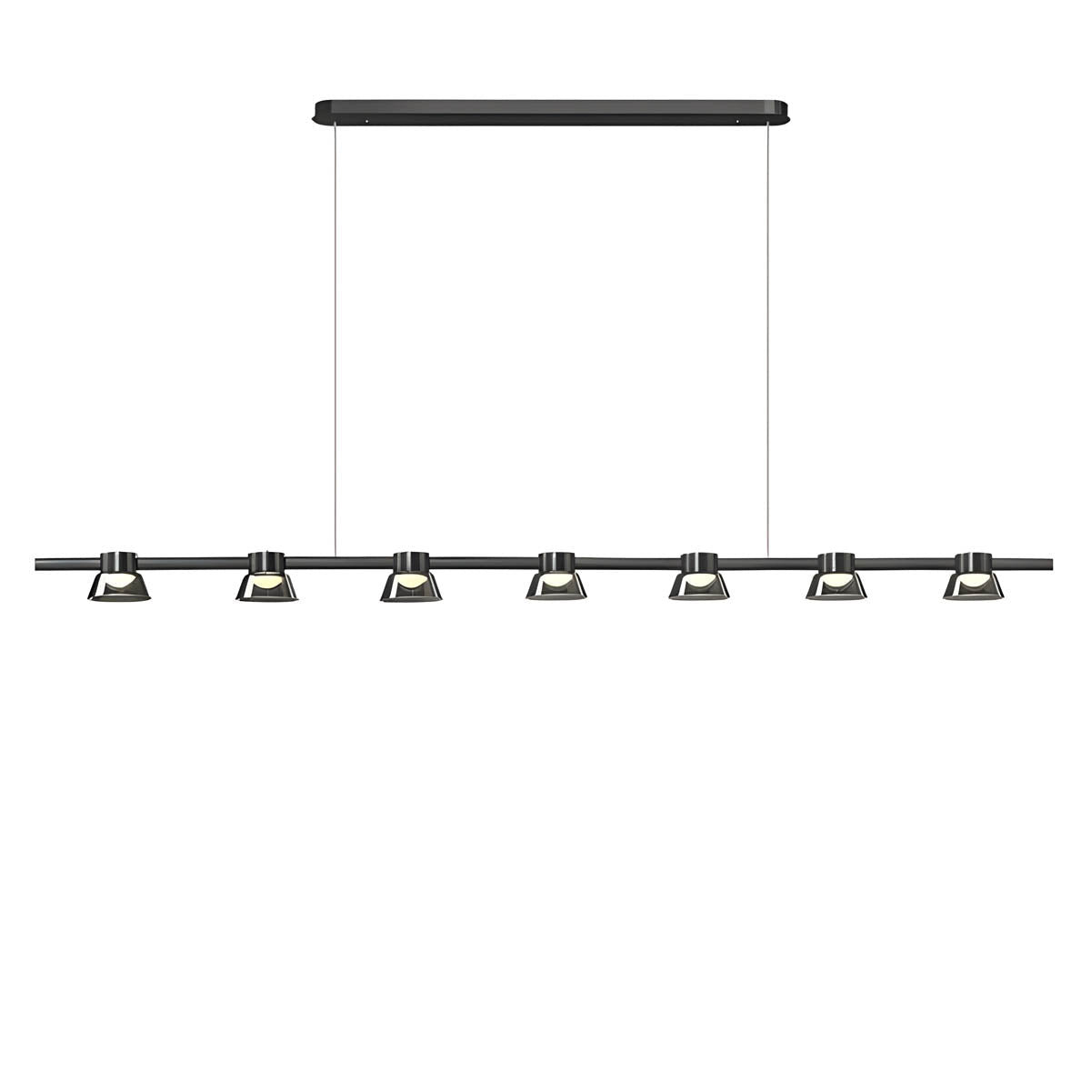 Textured smoky-glass chandelier, multi-arm LED fixture