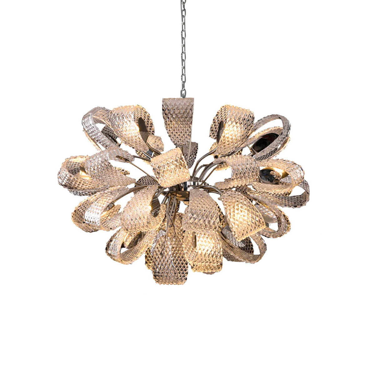Crystal Glass & Polished Metal Pendant Chandelier 60-114.5 cm