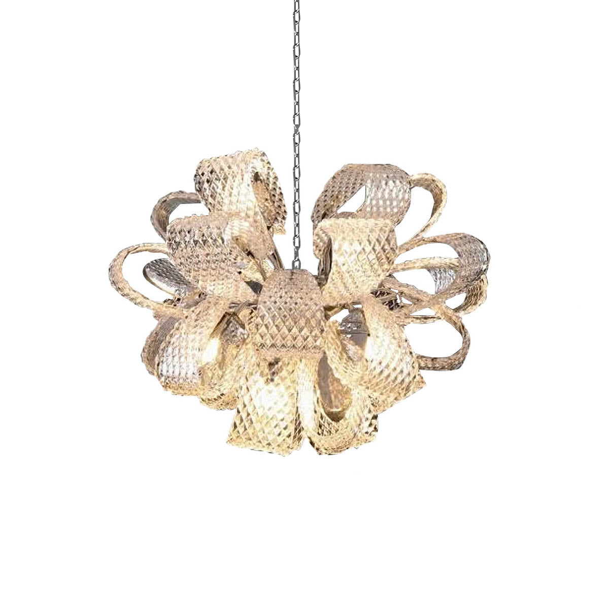 Crystal Glass & Polished Metal Pendant Chandelier 60-114.5 cm