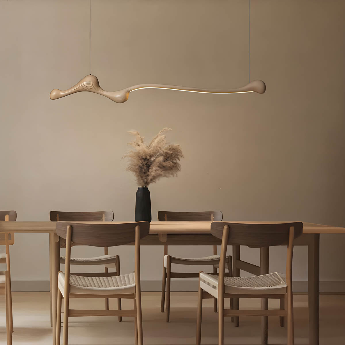 Wood & PVC LED Pendant Light FRAN, 150 cm Statement Suspension