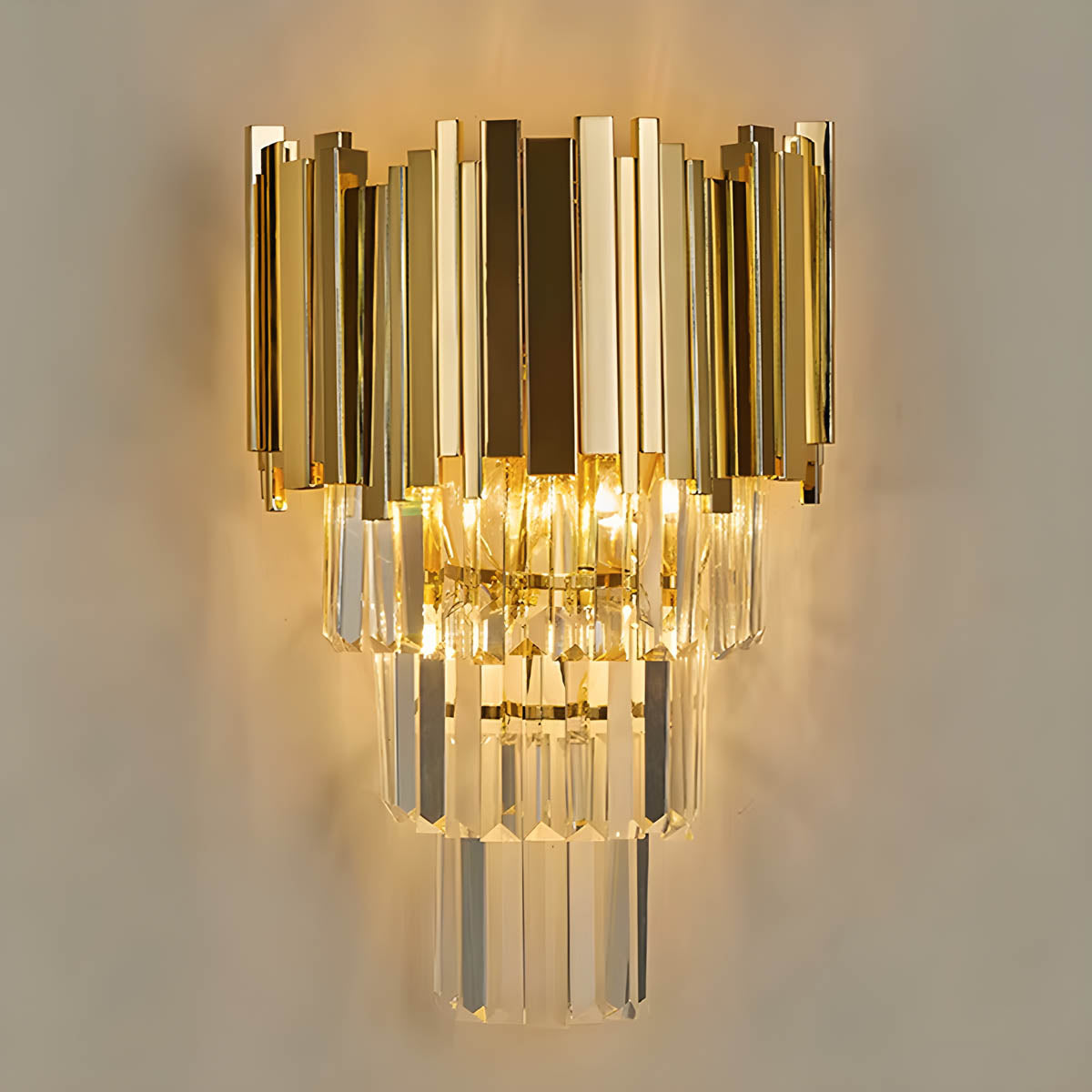 Freya Stainless Steel & K9 Crystal Wall Lamp with E14 Bulb