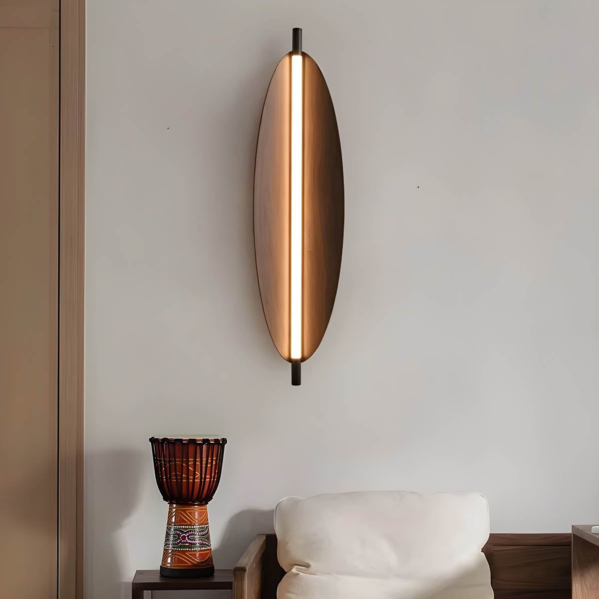 Wood & Iron “Fune” Wall or Pendant Lamp — Minimalist Nature-Inspired Lighting