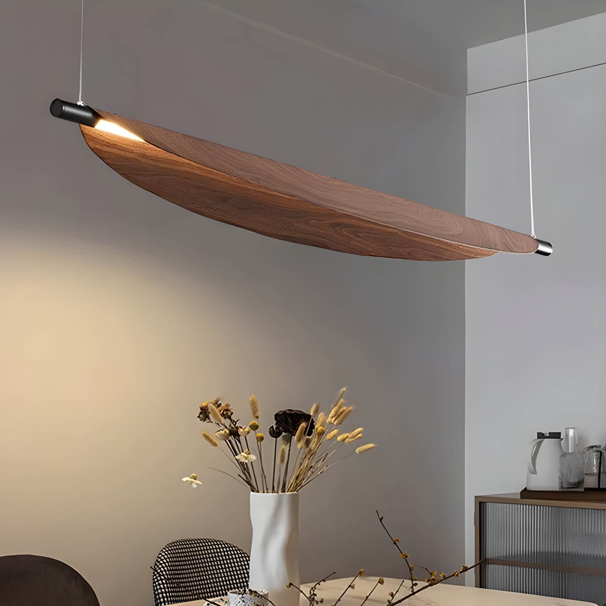 Wood & Iron “Fune” Wall or Pendant Lamp — Minimalist Nature-Inspired Lighting
