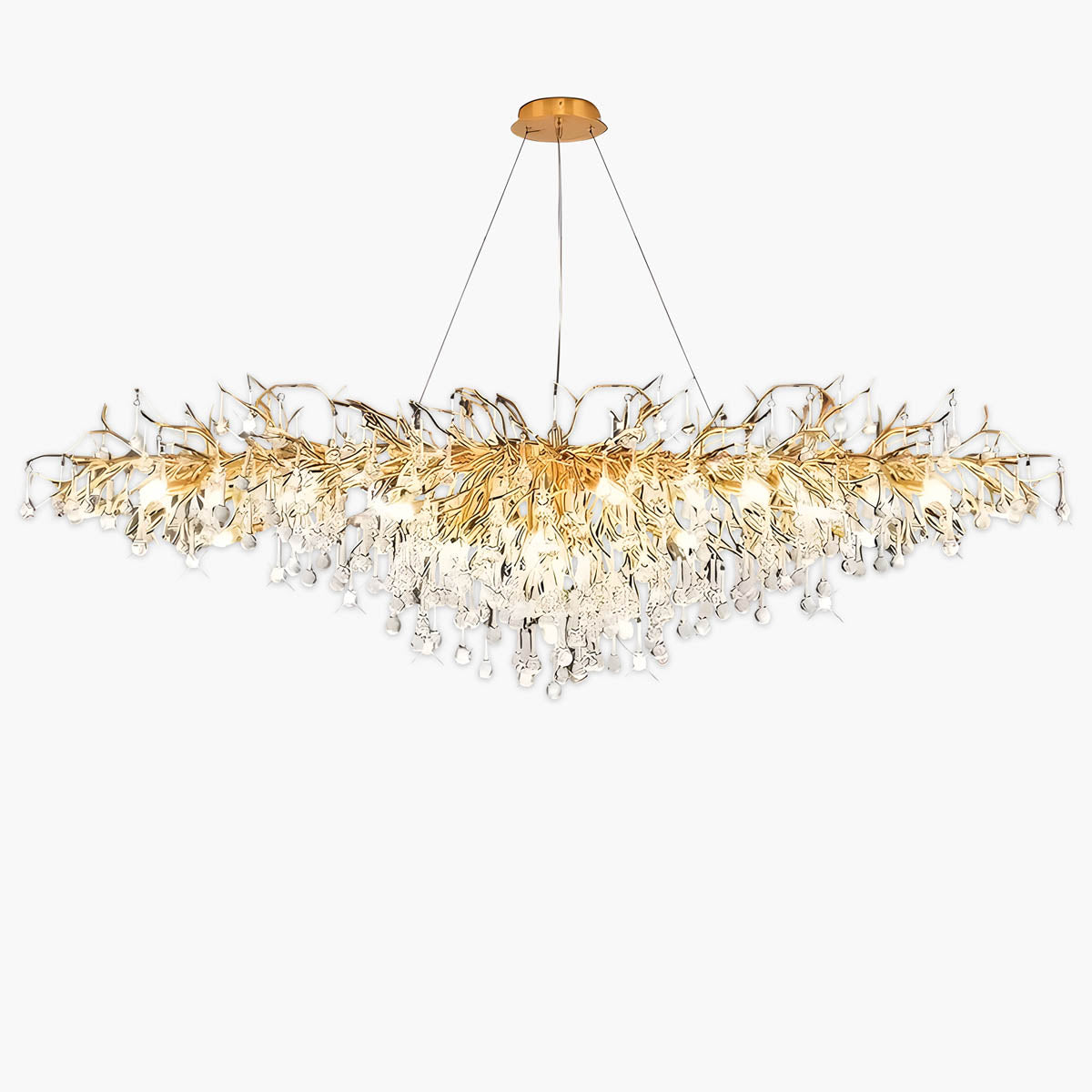 K9 crystal & aluminium chandelier, round or linear LED