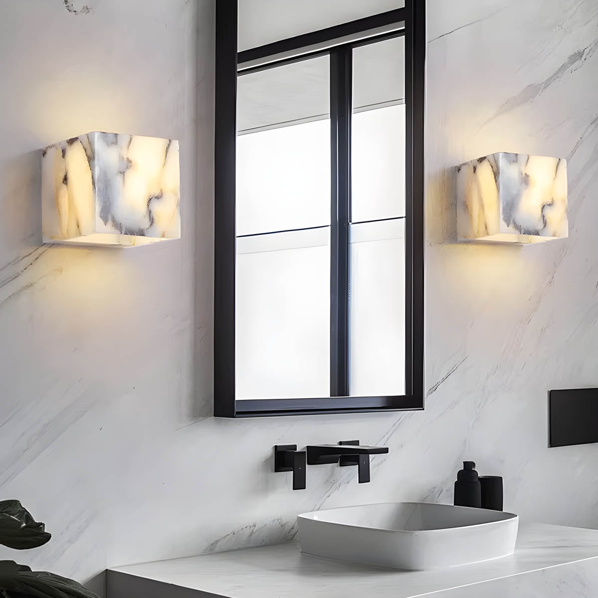 Natural Stone Cube LED Wall Light