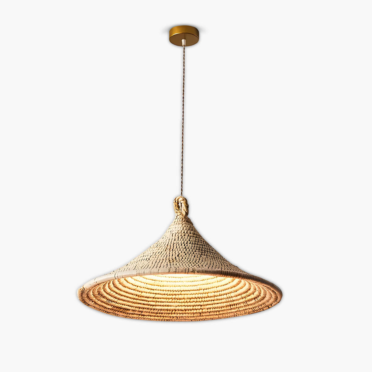 Rattan conical pendant light, Ø 50 cm, E27 base