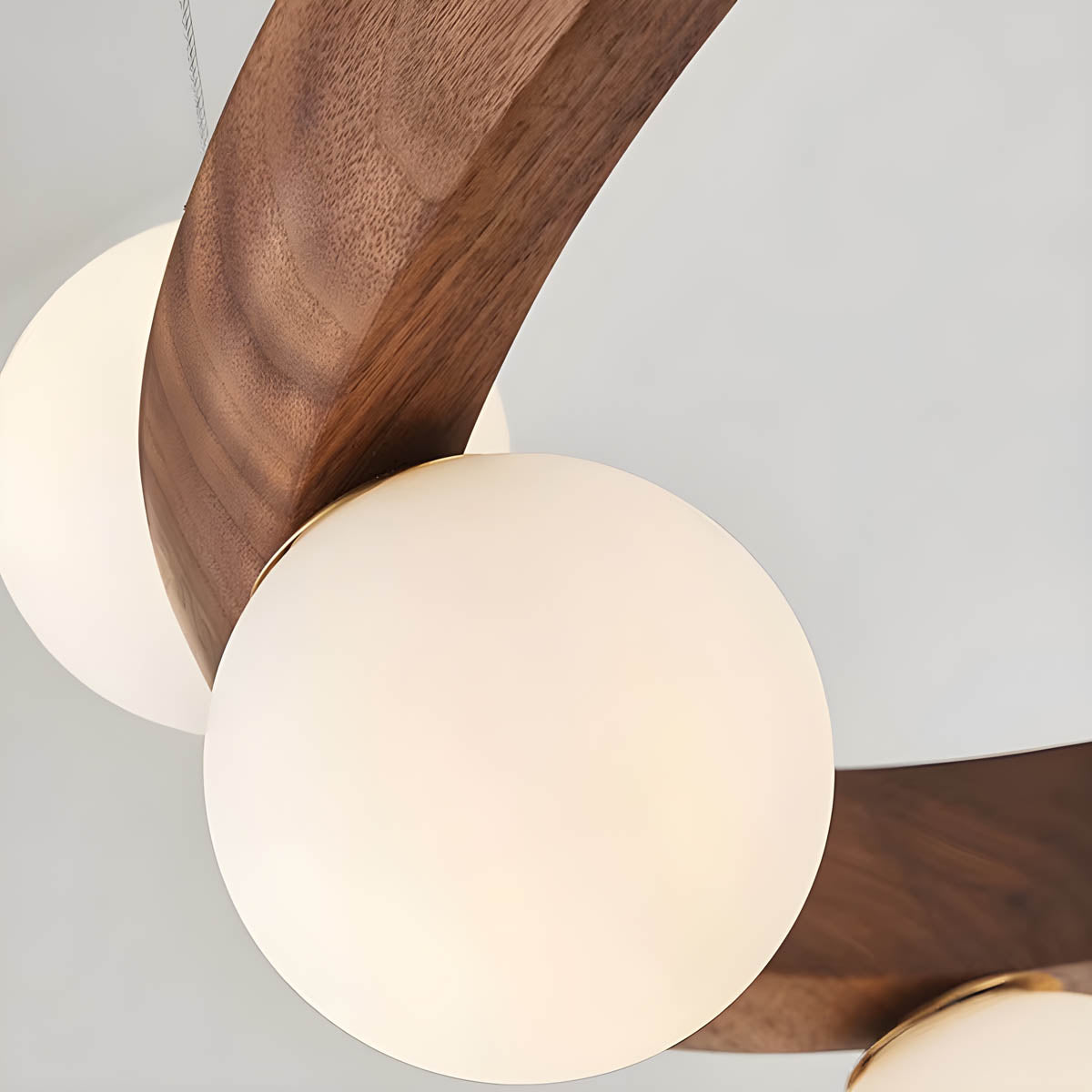Wood & Glass Orb Chandelier G9 40-80 cm