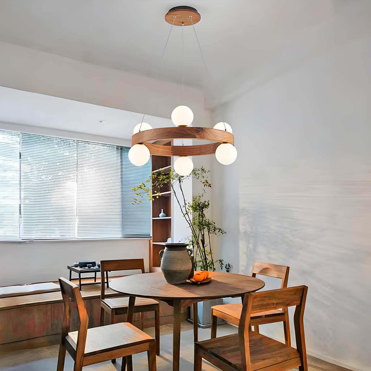 Wood & Glass Orb Chandelier G9 40-80 cm