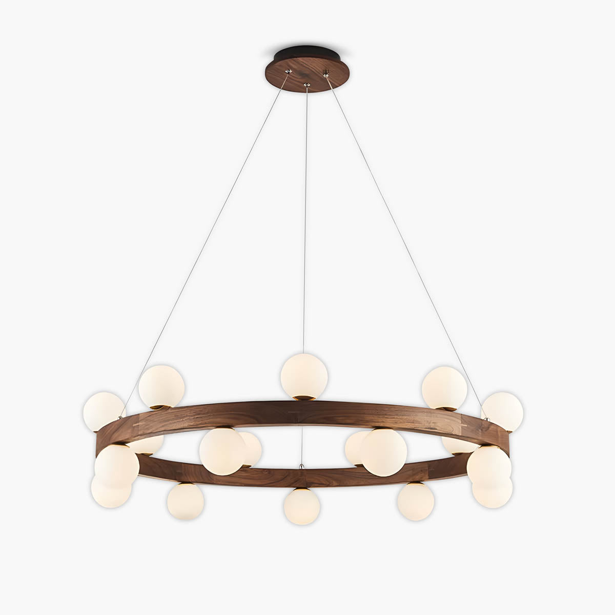 Wood & Glass Orb Chandelier G9 40-80 cm