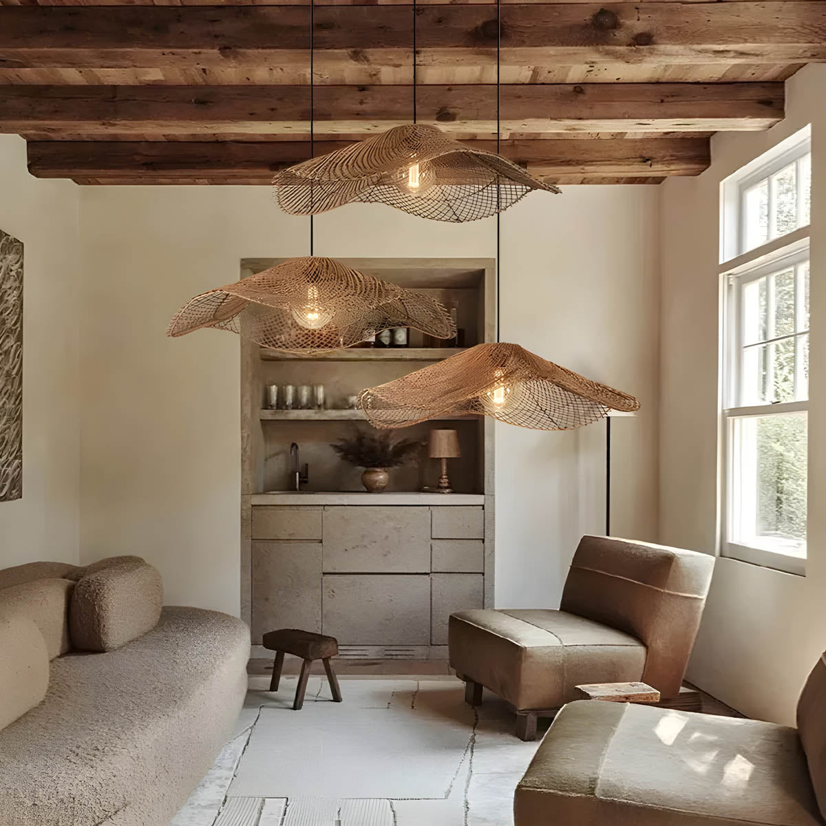 Rattan pendant light LED ready, Ø 40-80 cm