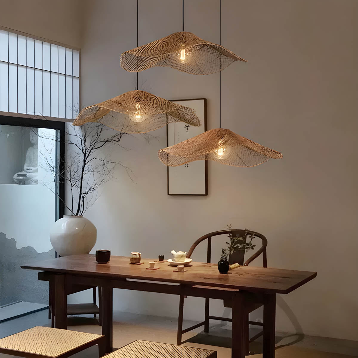 Rattan pendant light LED ready, Ø 40-80 cm