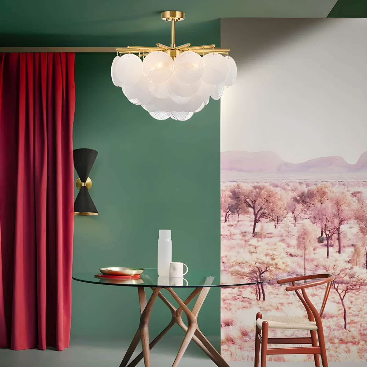 Semi-flush Ceiling Light with Diamond-effect Glass Shade