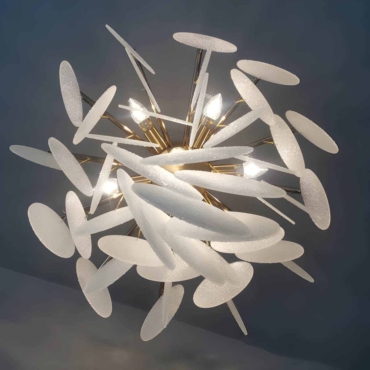 Semi-flush Ceiling Light with Diamond-effect Glass Shade