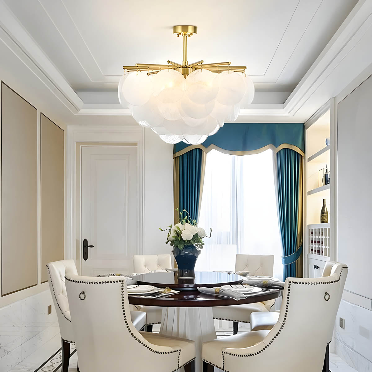 Semi-flush Ceiling Light with Diamond-effect Glass Shade