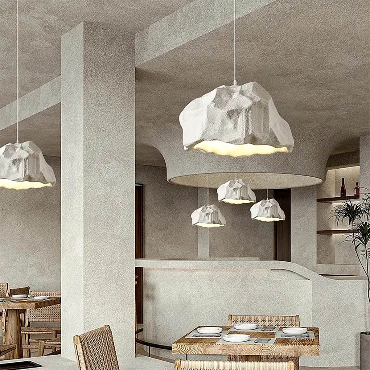 Rock-Effect Pendant Light Cord-Pendant E27 LED, 52×30 cm